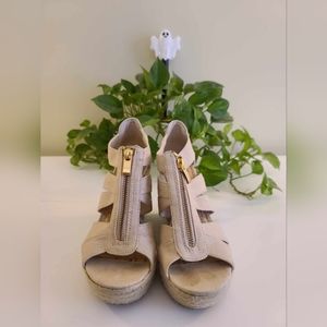 Merona Nude Wedge Weave Pattern Sz 8